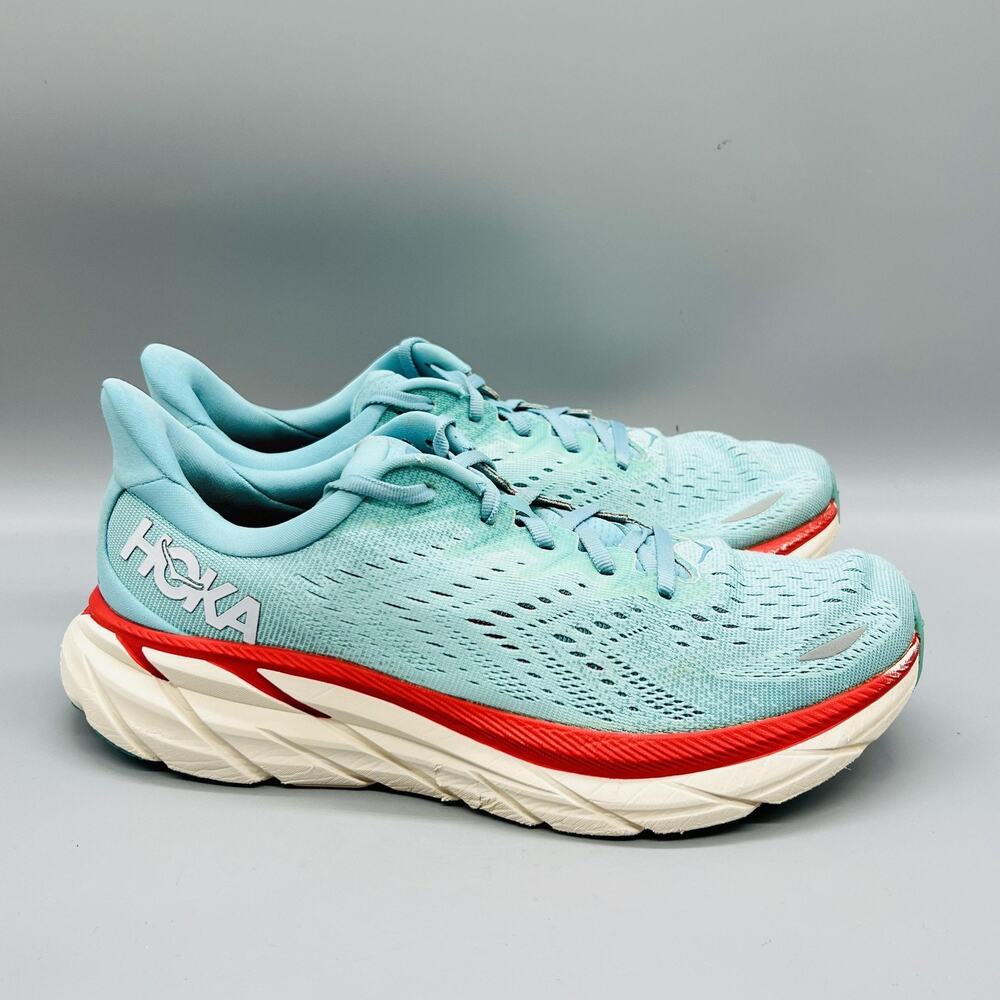 Hoka One One Shoes Womens 9.5 Blue Clifton 8 Running Athletic Sneakers Comfort